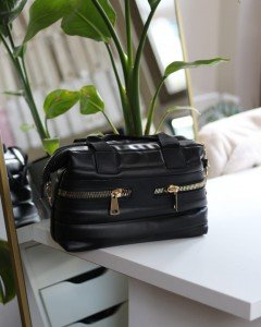 Kadın Siyah Çift Fermuar Detaylı Büyük Boy Askılı El & Omuz Çantası