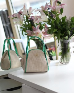 Kadın Yeşil Hasır Görünümlü Çift Saplı Askılı Omuz Çantası