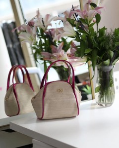 Kadın Pembe Hasır Görünümlü Çift Saplı Askılı Omuz Çantası