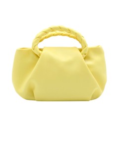 Sarı Örme Saplı Yumuşak Deri Omuz Çantası