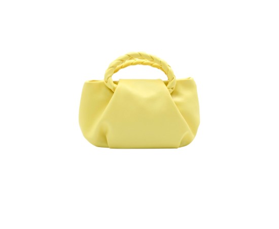 Sarı Örme Saplı Yumuşak Deri Omuz Çantası