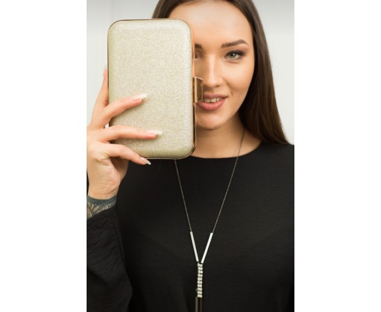 Simli Abiye Altın Kasalı Çanta