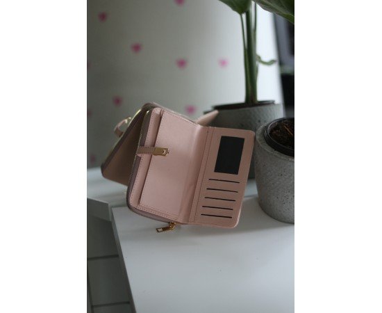 Kadın Pudra Gold Aksesuar Düğme Detaylı Cüzdan Kadın Pudra Gold Aksesuar Düğme Detaylı Cüzdan