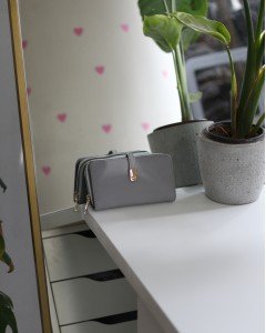 Kadın Gri Gold Aksesuar Düğme Detaylı Cüzdan