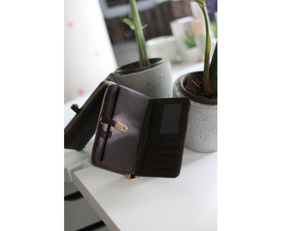 Kadın Acı Kahve Gold Aksesuar Düğme Detaylı Cüzdan