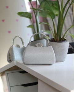 Kadın Silver Kristal Tutma Saplı Abiye El Çantası