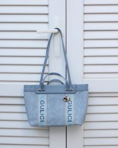 Kadın Mavi Özel Mumlu Kot Kumaş Şerit Detaylı El & Omuz Çantası