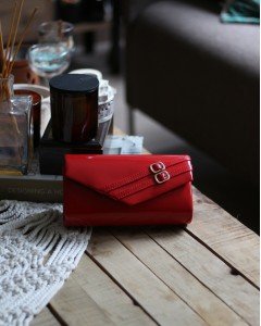 Kadın Kırmızı Rugan Çift Kemer Detaylı Abiye El Çantası