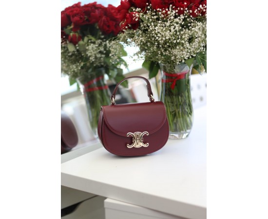 Kadın Bordo Kanca Gold Toka Detaylı Mini El & Omuz Çantası