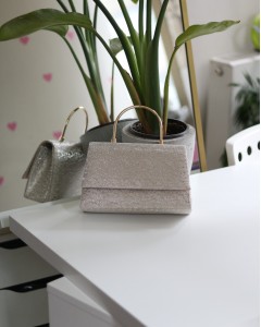 Gold Yaprak Desenli Metal Sap Detaylı El Omuz Çantası