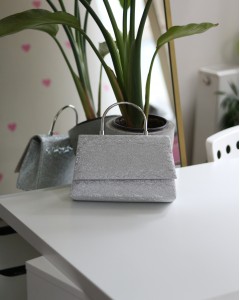 Silver Yaprak Desenli Metal Sap Detaylı El Omuz Çantası