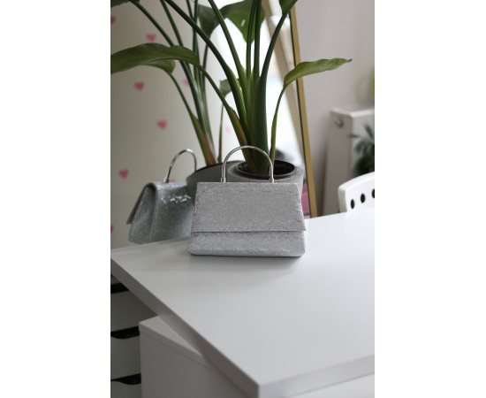 Silver Yaprak Desenli Metal Sap Detaylı El Omuz Çantası