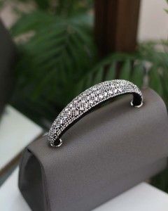 Kadın Antrasit Taş Tutma Detaylı Abiye Omuz Çantası