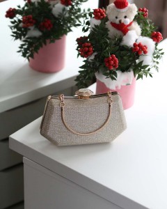  Kadın Gold Tutma Detaylı Abiye Çanta 