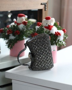 Kadın Platin Taşlı Tutma Detaylı Abiye Çanta