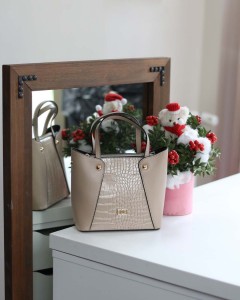 Kadın Nude Kroko Ayarlanabilir Askılı Omuz Çantası