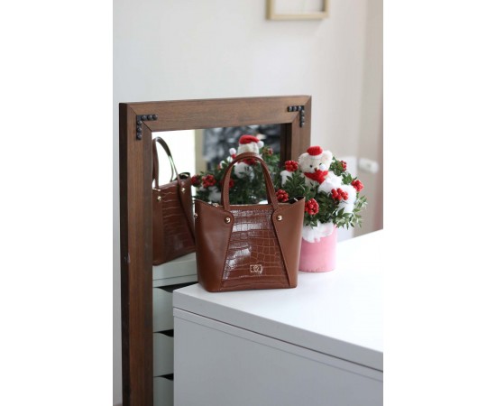 Kadın Taba Kroko Ayarlanabilir Askılı Omuz Çantası Kadın Taba Kroko Ayarlanabilir Askılı Omuz Çantası