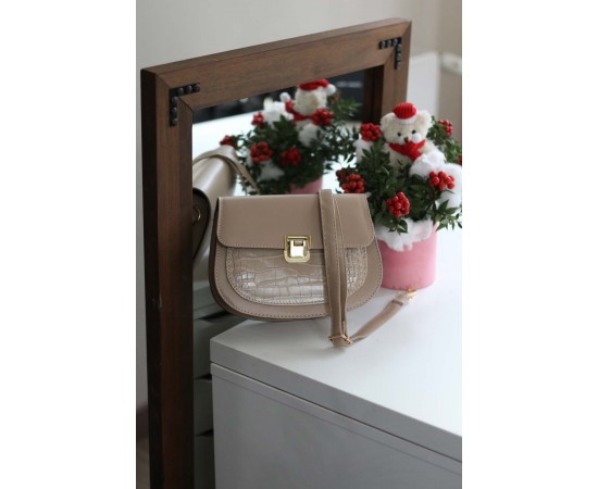 Kadın Nude Ayarlanabilir Askılı Omuz Çantası 