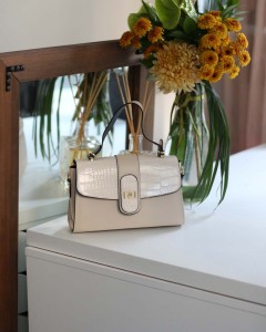 Kadın Krem Askılı El Omuz Çantası 