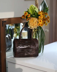 Kadın Acı Kahve Kroko Askılı El Omuz Çantası 