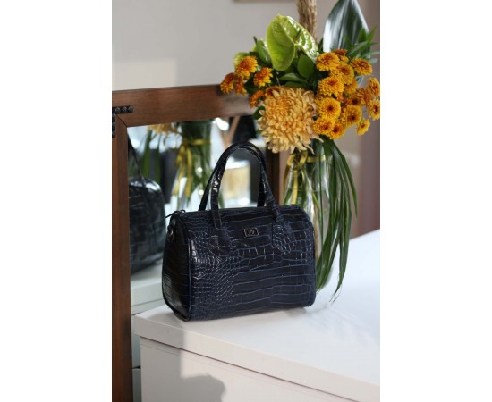 Kadın Lacivert Kroko Askılı El Omuz Çantası Kadın Lacivert Kroko Askılı El Omuz Çantası