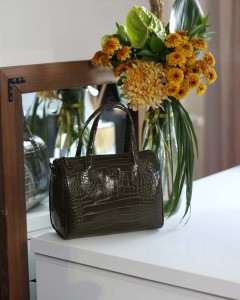  Kadın Yeşil Kroko Askılı El Omuz Çantası 