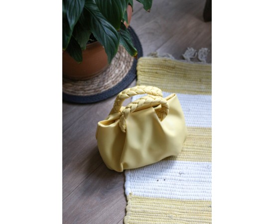 Sarı Örgü Sap Detaylı Günlük Omuz Çantası