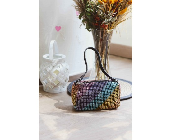 Rainbow Özel Form Taşlı Abiye Çanta