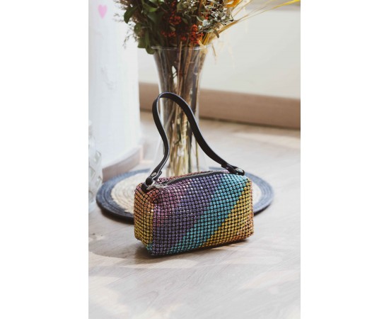 Rainbow Özel Form Taşlı Abiye Çanta