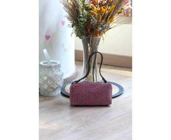 Fuşya Özel Form Taşlı Abiye Çanta Fuşya Özel Form Taşlı Abiye Çanta