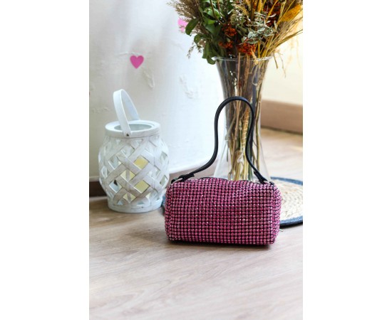 Fuşya Özel Form Taşlı Abiye Çanta Fuşya Özel Form Taşlı Abiye Çanta