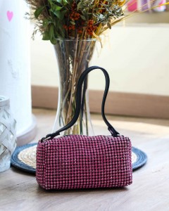 Fuşya Özel Form Taşlı Abiye Çanta