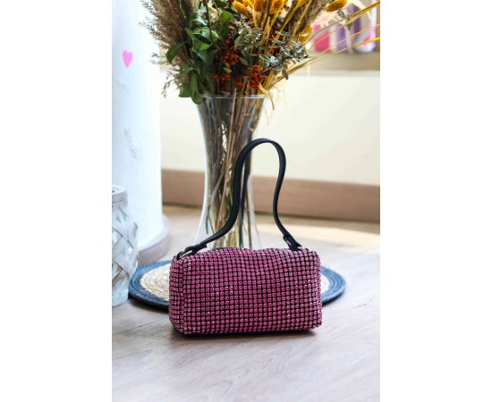 Fuşya Özel Form Taşlı Abiye Çanta Fuşya Özel Form Taşlı Abiye Çanta