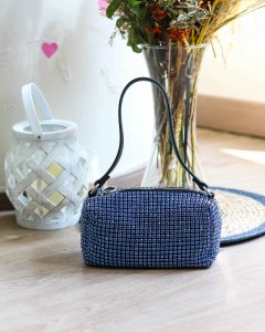 Mavi Özel Form Taşlı Abiye Çanta