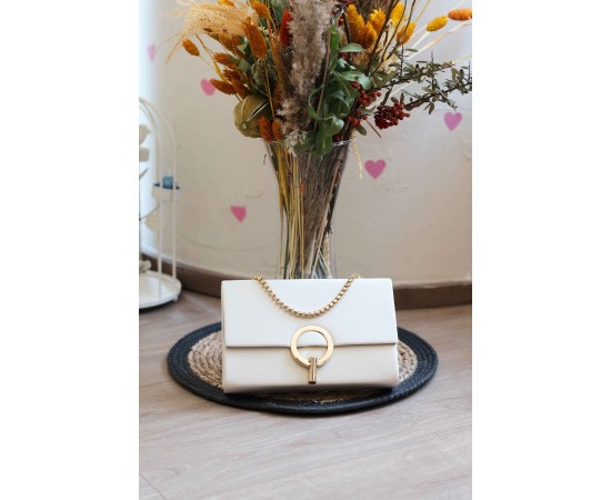 Krem Gold Yuvarlak Tokalı Omuz Çantası Krem Gold Yuvarlak Tokalı Omuz Çantası