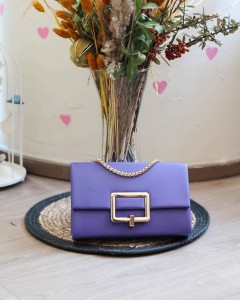 Mor Gold Kare Tokalı Omuz Çantası Mor Gold Kare Tokalı Omuz Çantası