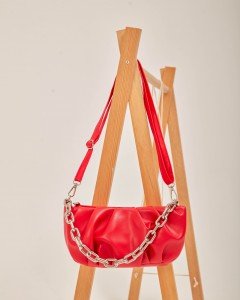 Kırmızı Silver Zincir Detaylı Askılı Çanta 