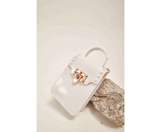 Jely Beyaz Silikon Çapraz Çanta
