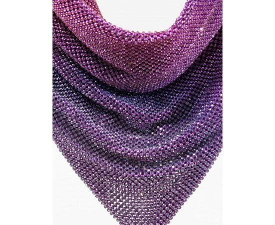 Kadın Mor Taş Dokuma Metal Tutma Sap Detaylı Abiye Çanta