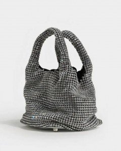 Kadın Silver Full Taş Çift Kulplu Abiye Çanta