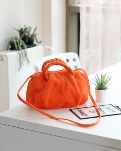 Turuncu Peluş Örgü Sap El & Omuz Çantası 