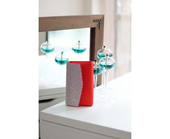 Kırmızı Taş Kapak Saten Zincirli Omuz Çantası