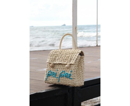 Bej Papatya Aksesuarlı Yazı İşleme Hasır El Çantası Bej Papatya Aksesuarlı Yazı İşleme Hasır El Çantası