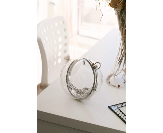 Şeffaf Küre Form Silver Abiye Çanta