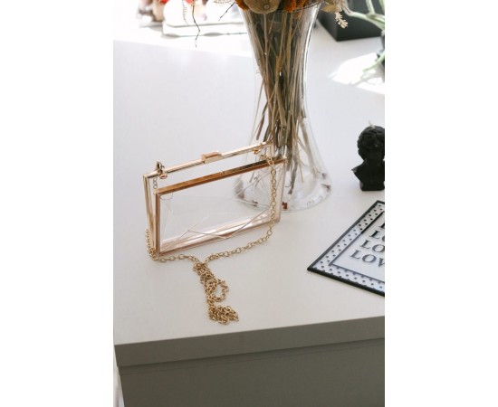 Şeffaf Geometrik Form Silver Abiye Çanta