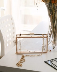 Şeffaf Geometrik Form Silver Abiye Çanta