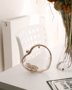 Şeffaf Kalp Form Silver Abiye Çanta