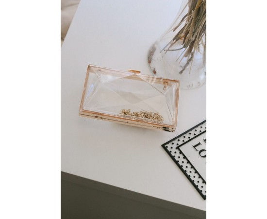 Şeffaf Geometrik Form Silver Abiye Çanta