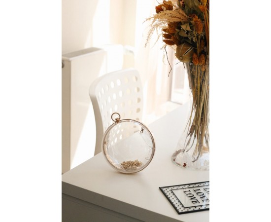 Şeffaf Küre Form Gold Abiye Çanta