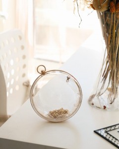 Şeffaf Küre Form Gold Abiye Çanta